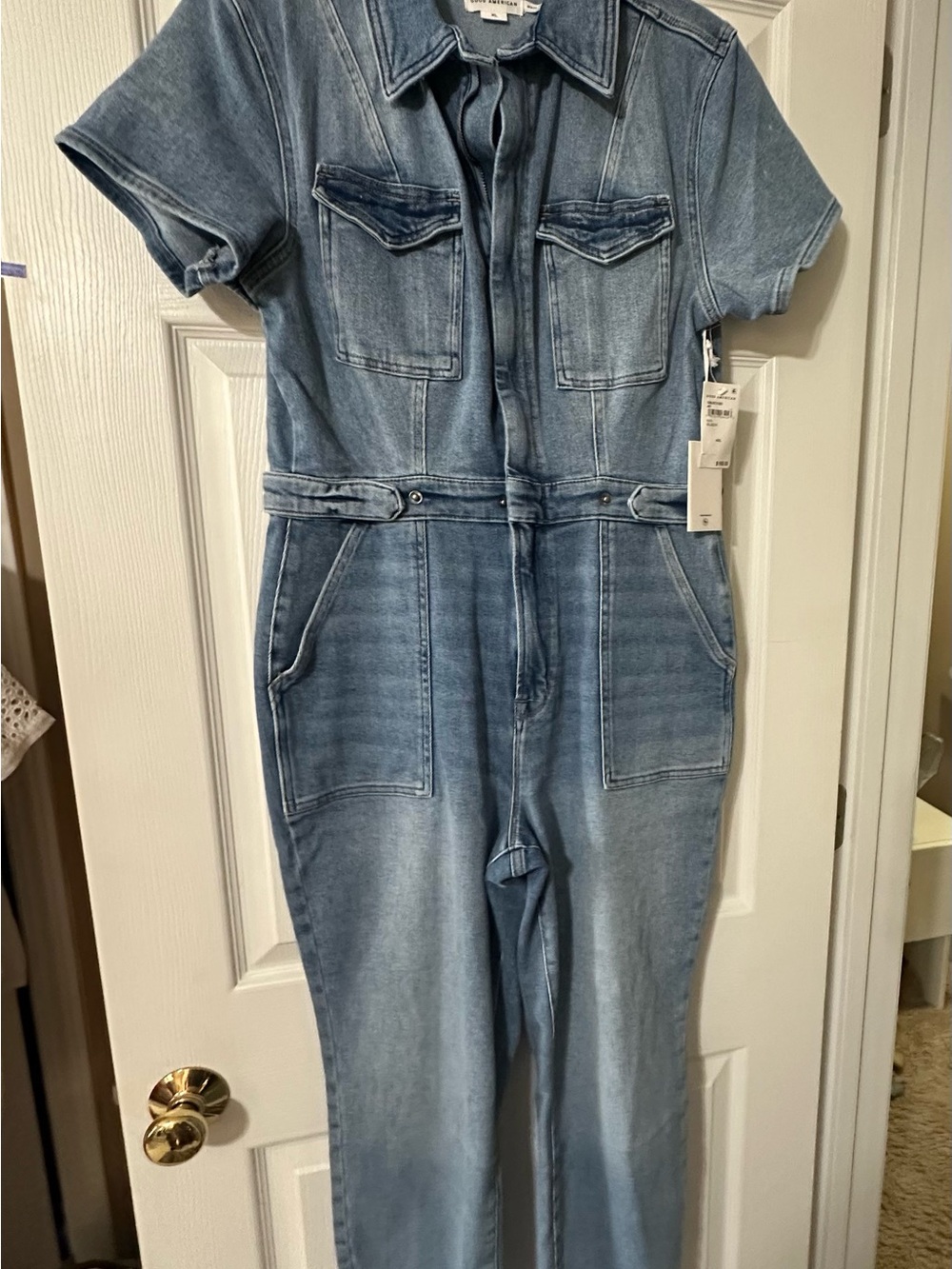 Good American Light Blue Denim Jumpsuit